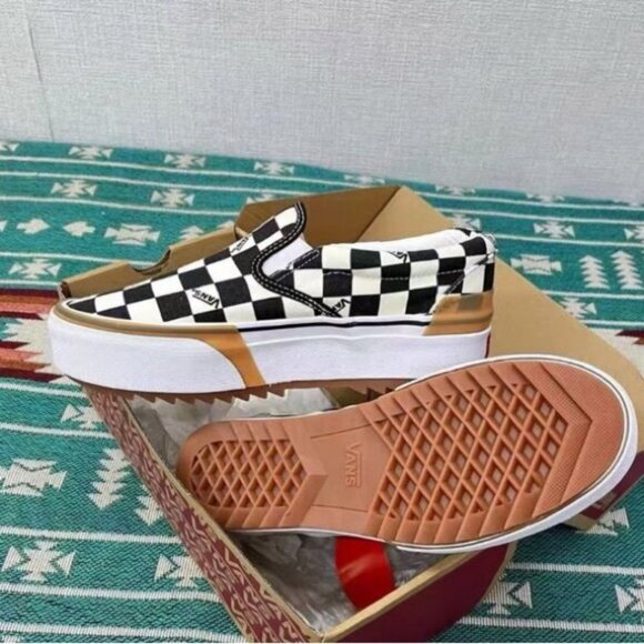 Vans Black and White Checkered Platform Sneakers - Picture 4 of 9